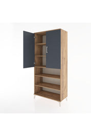 Hyperion Dolap 5 Raflı 2 Kapaklı 88x44x195 Çam-Antrasit