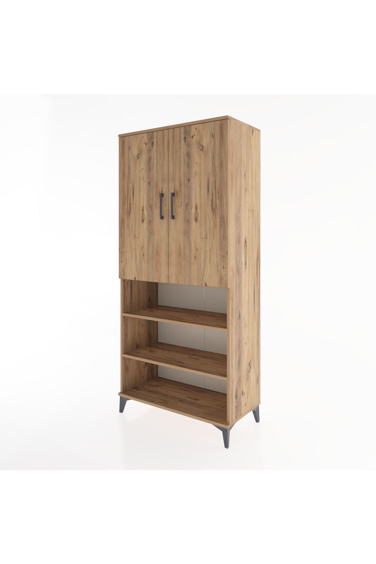 Hyperion Dolap 5 Raflı 2 Kapaklı 88x44x195 Çam-Çam