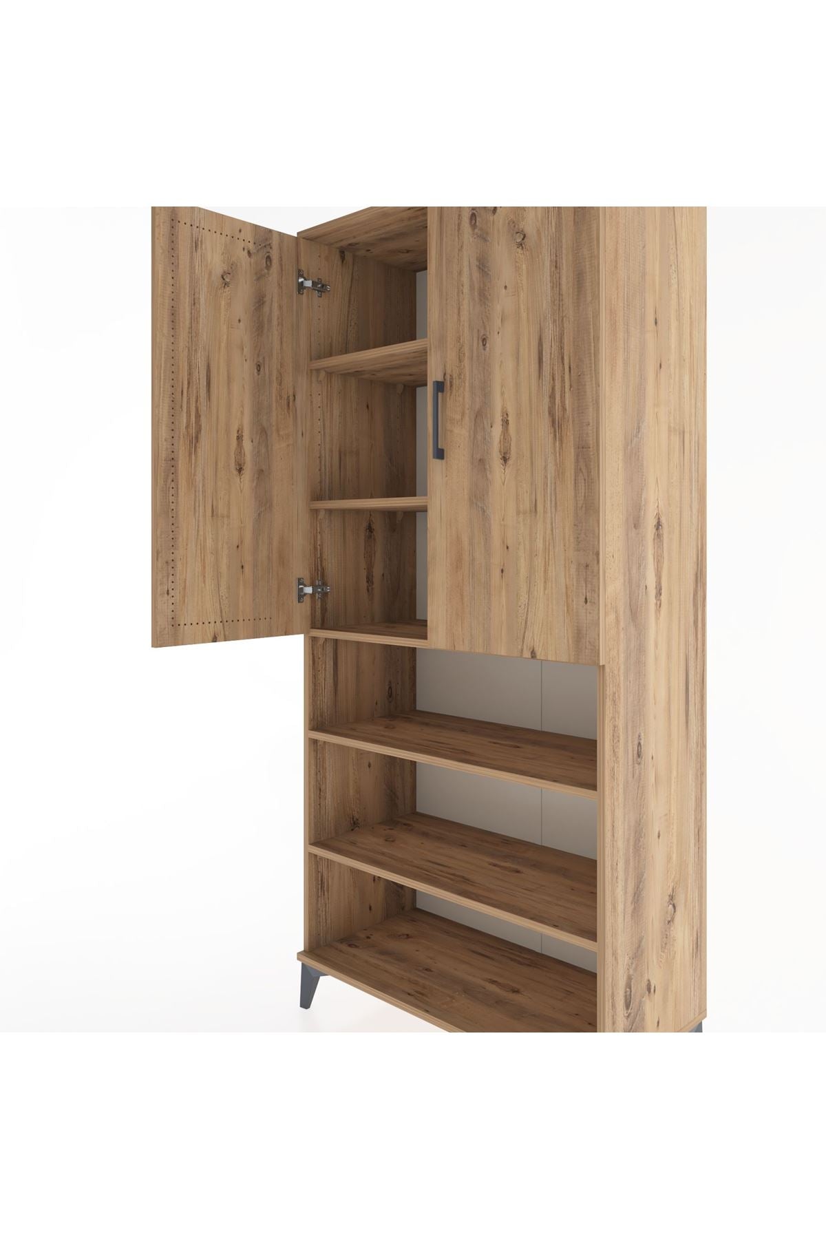 Hyperion Dolap 5 Raflı 2 Kapaklı 88x44x195 Çam-Çam