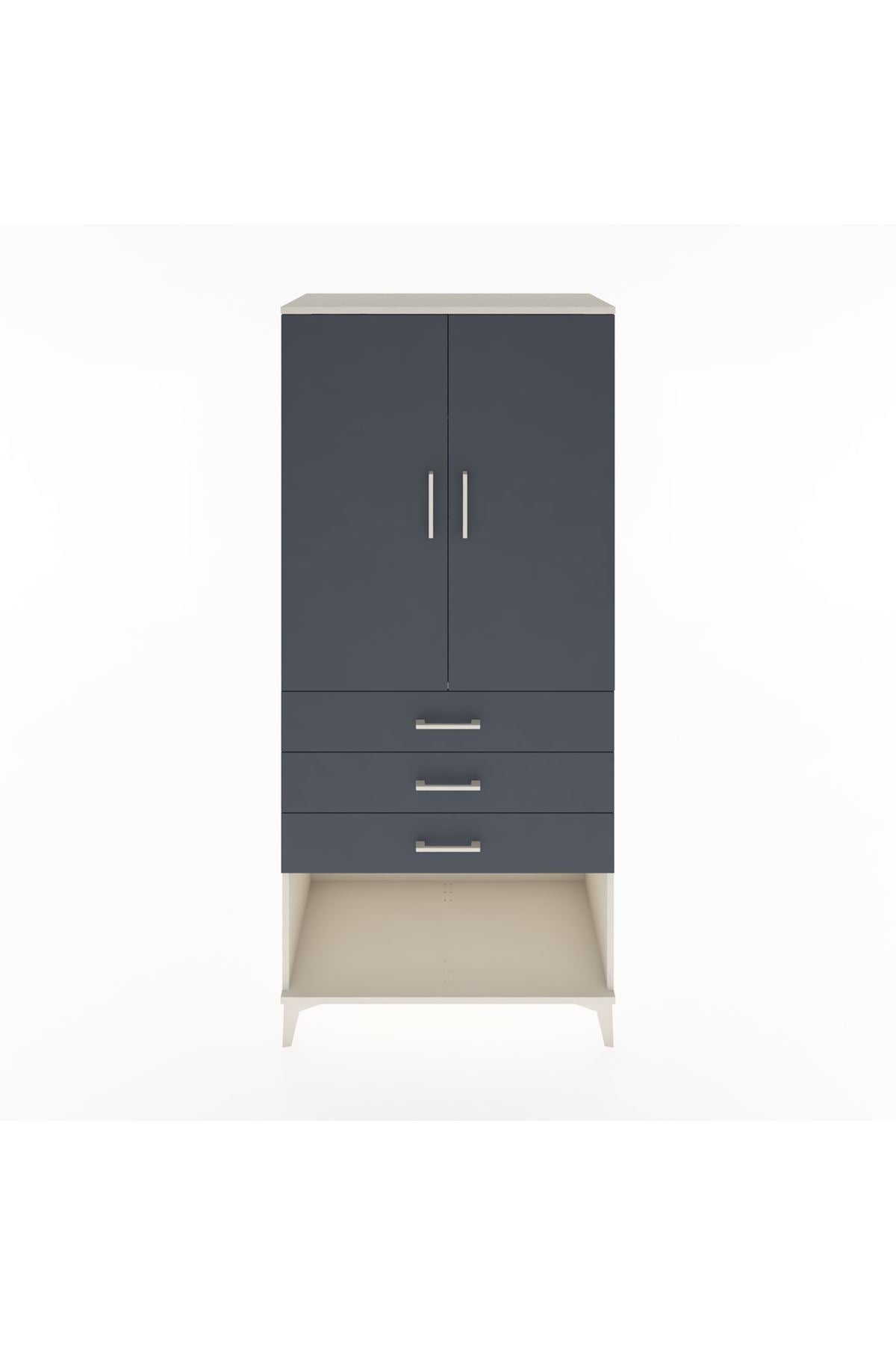 Hyperion Dolap Tek Raflı 3 Çekmeceli Tek Askılı 88x44x195 Aytaşı-Antrasit
