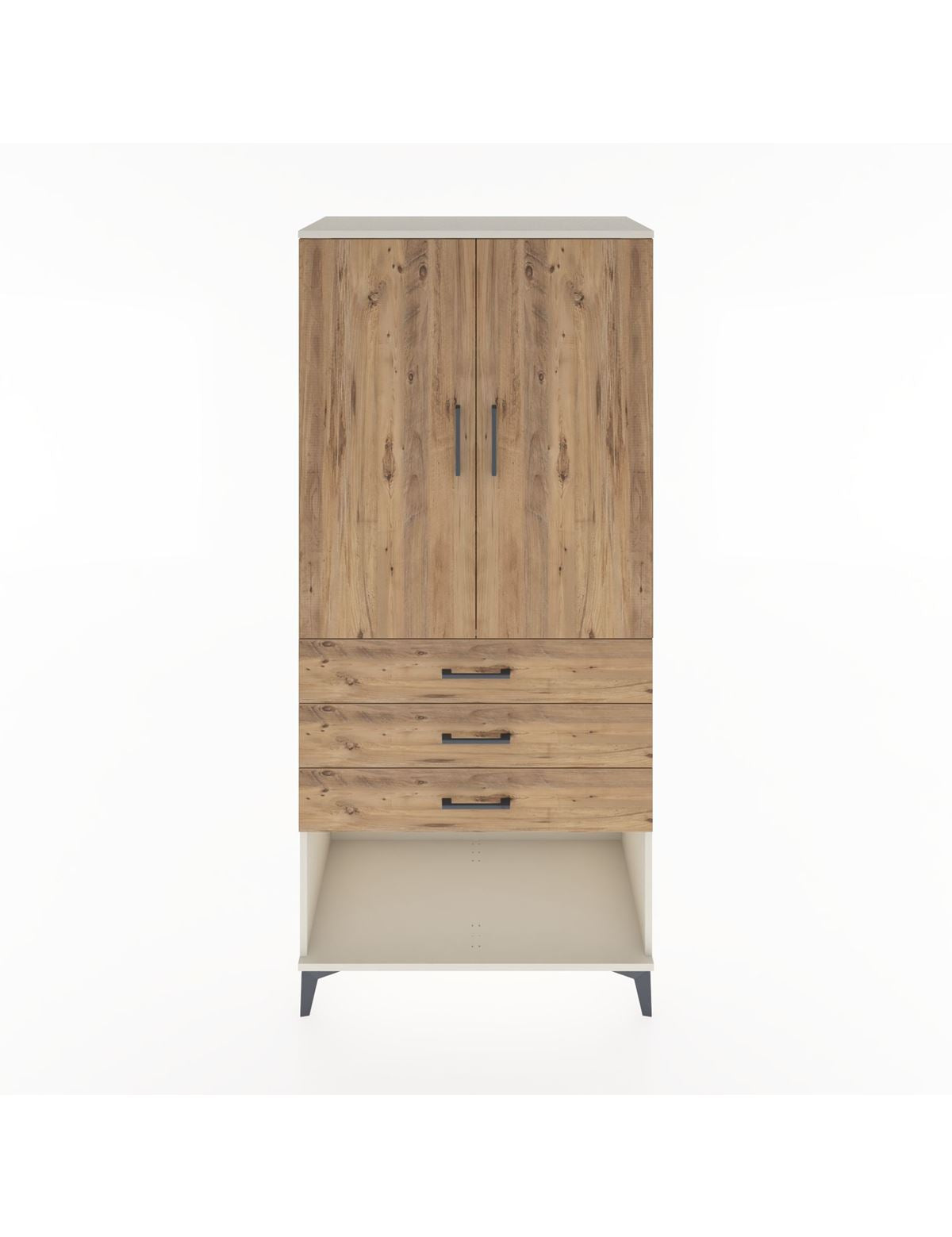 Hyperion Dolap Tek Raflı 3 Çekmeceli Tek Askılı 88x44x195 Aytaşı-Çam