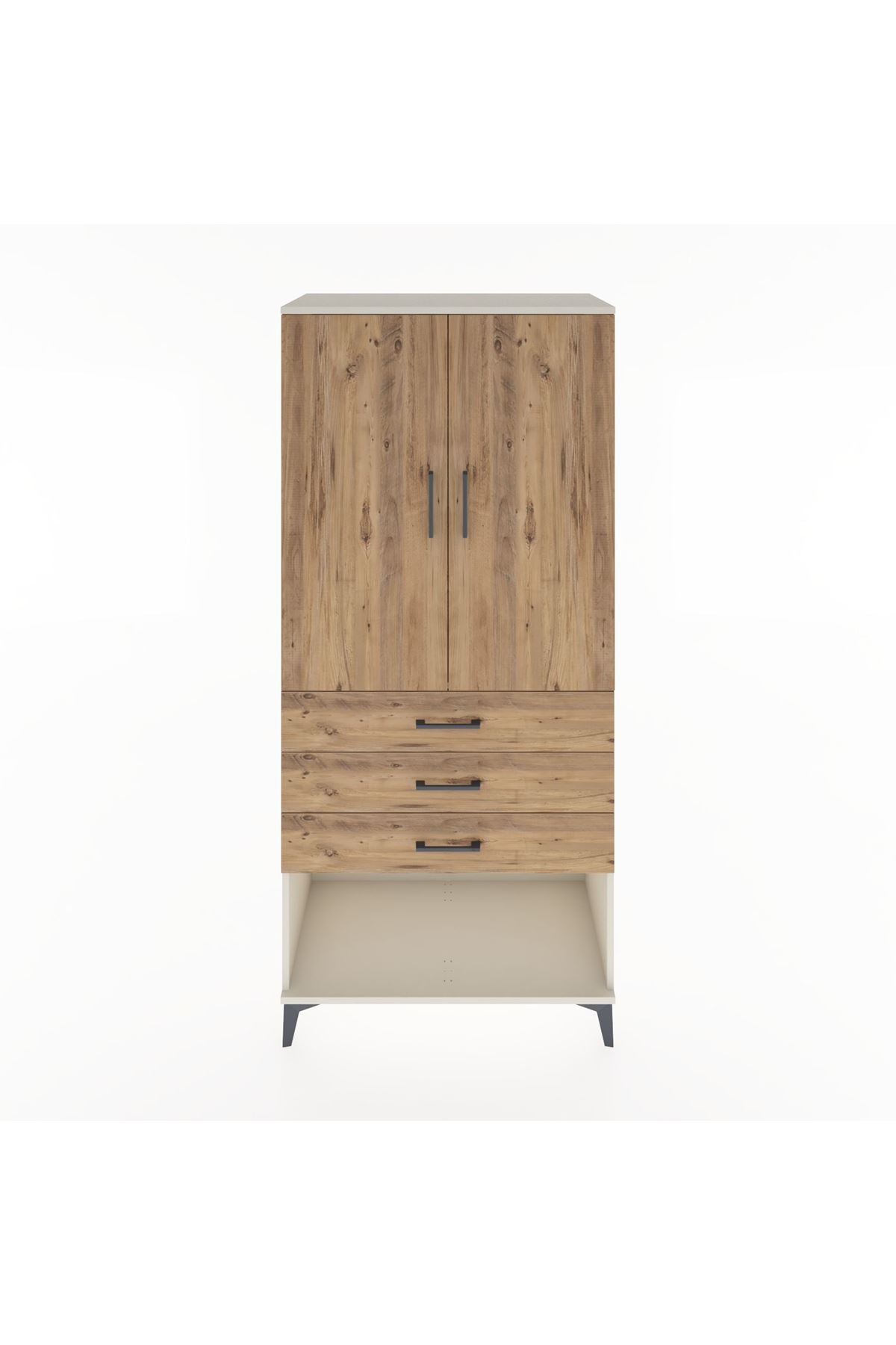Hyperion Dolap Tek Raflı 3 Çekmeceli Tek Askılı 88x44x195 Aytaşı-Çam