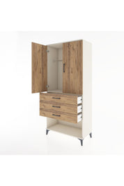 Hyperion Dolap Tek Raflı 3 Çekmeceli Tek Askılı 88x44x195 Aytaşı-Çam