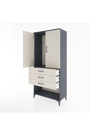 Hyperion Dolap Tek Raflı 3 Çekmeceli Tek Askılı 88x44x195 Antrasit-Aytaşı
