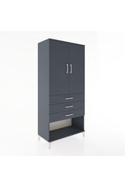 Hyperion Dolap Tek Raflı 3 Çekmeceli Tek Askılı 88x44x195 Antrasit-Antrasit