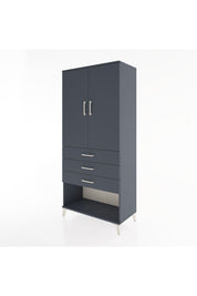 Hyperion Dolap Tek Raflı 3 Çekmeceli Tek Askılı 88x44x195 Antrasit-Antrasit
