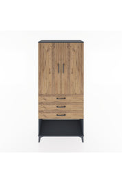 Hyperion Dolap Tek Raflı 3 Çekmeceli Tek Askılı 88x44x195 Antrasit-Çam