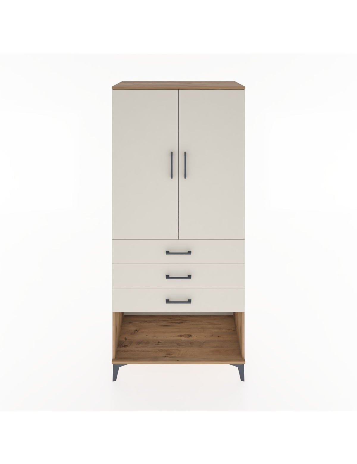 Hyperion Dolap Tek Raflı 3 Çekmeceli Tek Askılı 88x44x195 Çam-Aytaşı