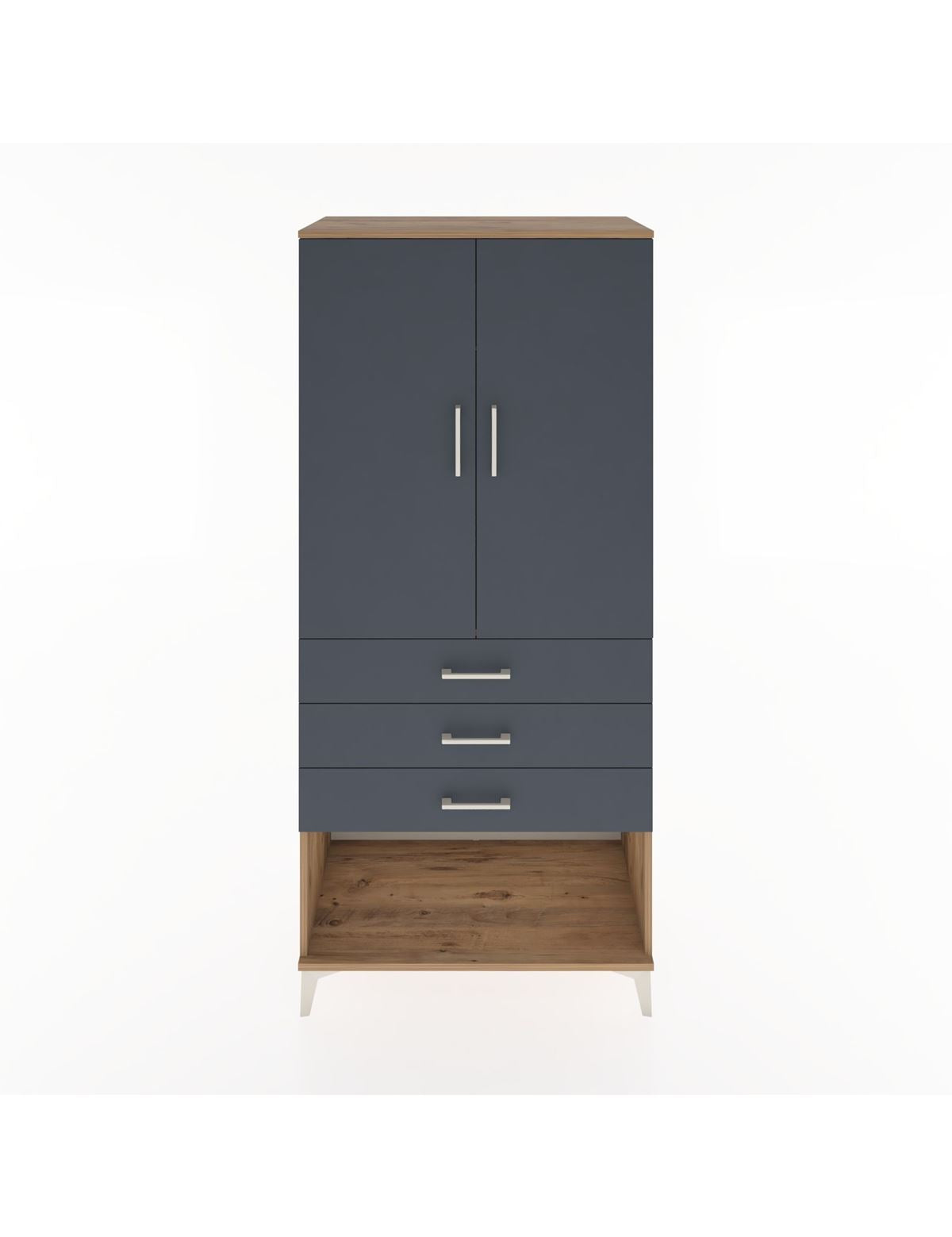 Hyperion Dolap Tek Raflı 3 Çekmeceli Tek Askılı 88x44x195 Çam-Antrasit