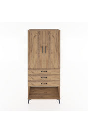 Hyperion Dolap Tek Raflı 3 Çekmeceli Tek Askılı 88x44x195 Çam-Çam