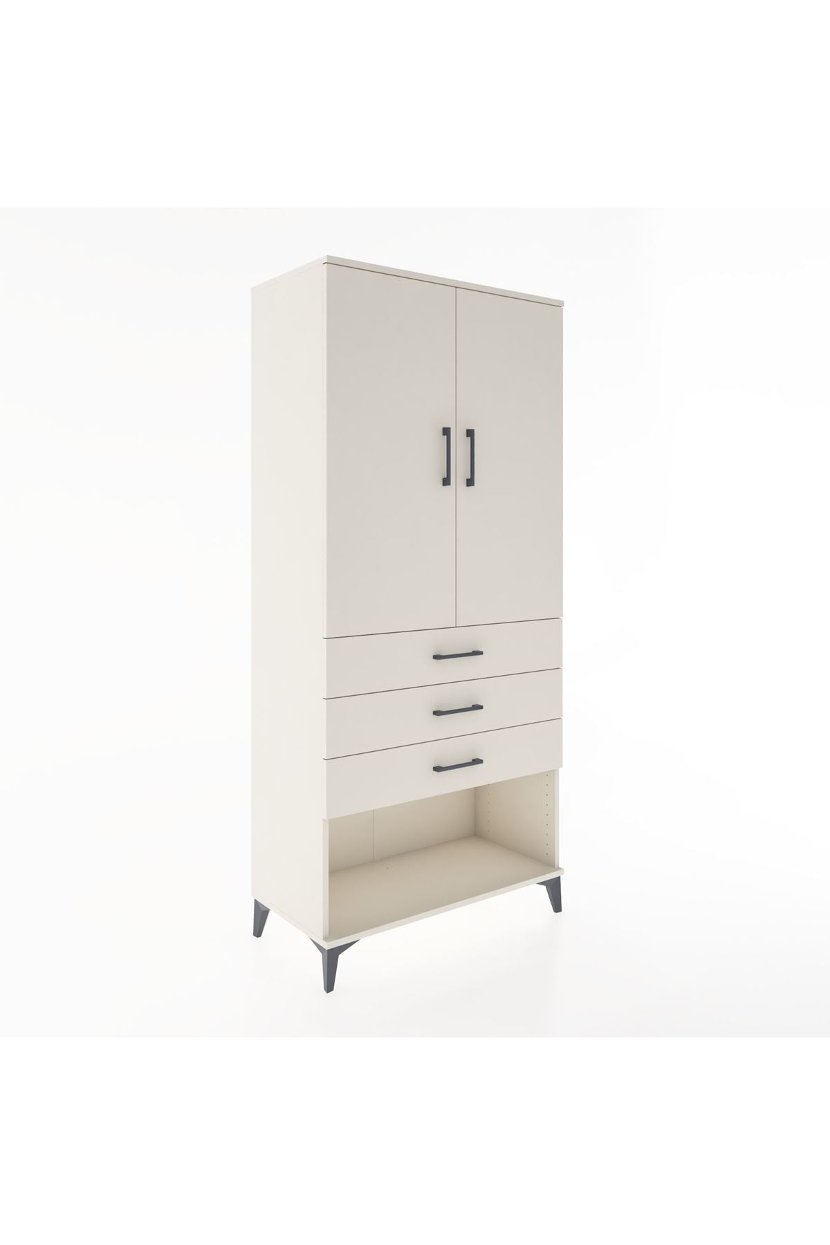 Hyperion Dolap 3 Raflı 3 Çekmeceli 2 Kapaklı 88x44x195 Aytaşı-Aytaşı