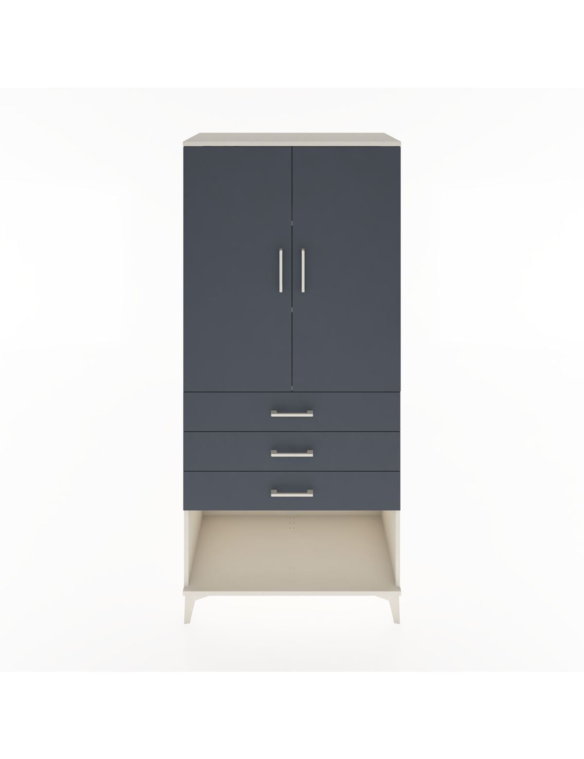 Hyperion Dolap 3 Raflı 3 Çekmeceli 2 Kapaklı 88x44x195 Aytaşı-Antrasit