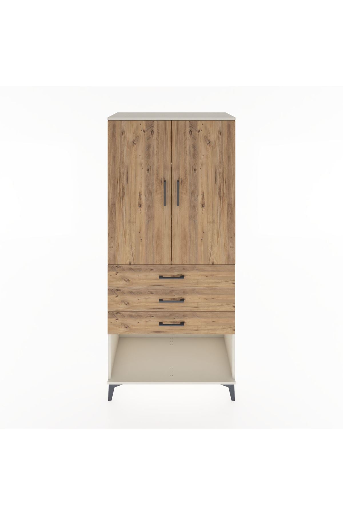 Hyperion Dolap 3 Raflı 3 Çekmeceli 2 Kapaklı 88x44x195 Aytaşı-Çam