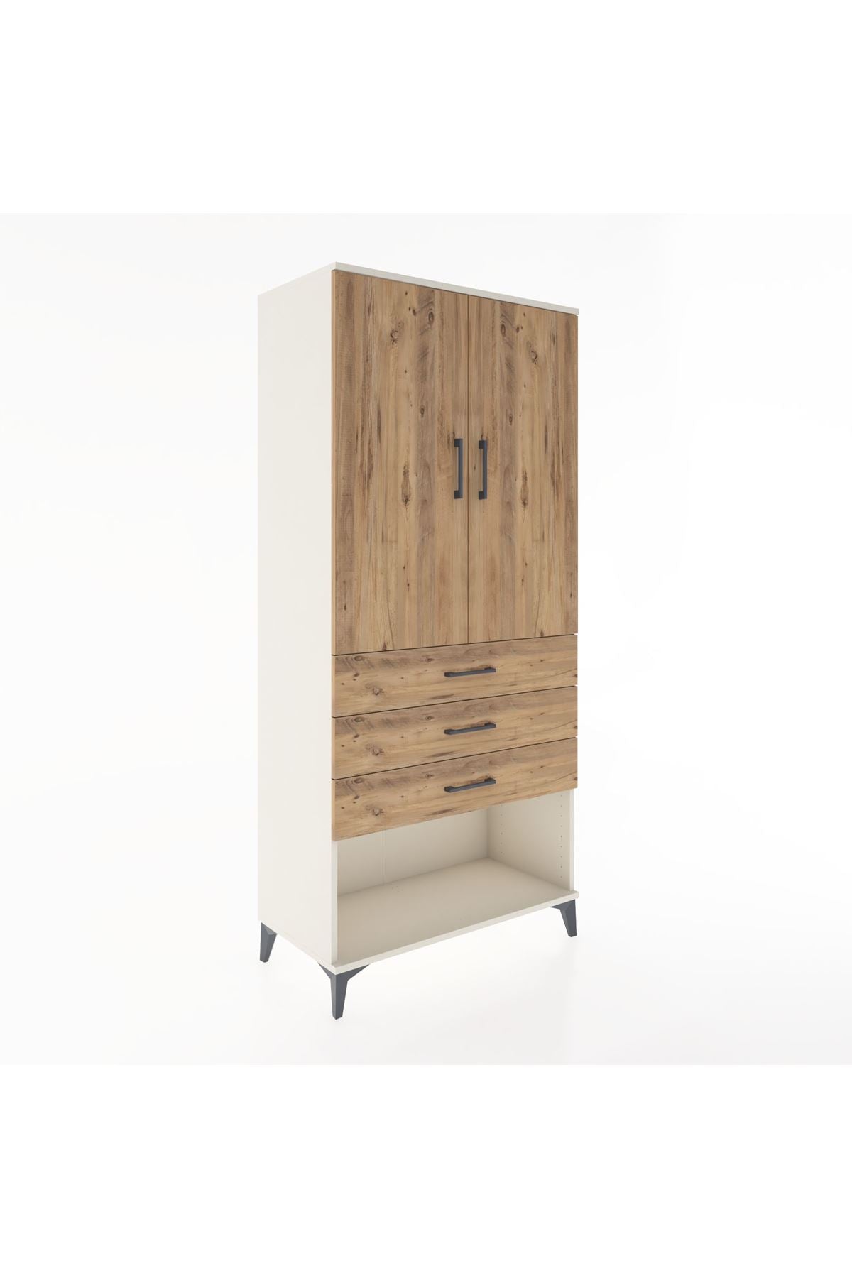 Hyperion Dolap 3 Raflı 3 Çekmeceli 2 Kapaklı 88x44x195 Aytaşı-Çam