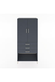 Hyperion Dolap 3 Raflı 3 Çekmeceli 2 Kapaklı 88x44x195 Antrasit-Antrasit