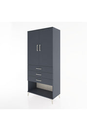 Hyperion Dolap 3 Raflı 3 Çekmeceli 2 Kapaklı 88x44x195 Antrasit-Antrasit