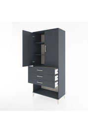 Hyperion Dolap 3 Raflı 3 Çekmeceli 2 Kapaklı 88x44x195 Antrasit-Antrasit