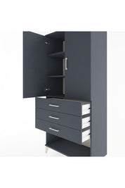Hyperion Dolap 3 Raflı 3 Çekmeceli 2 Kapaklı 88x44x195 Antrasit-Antrasit