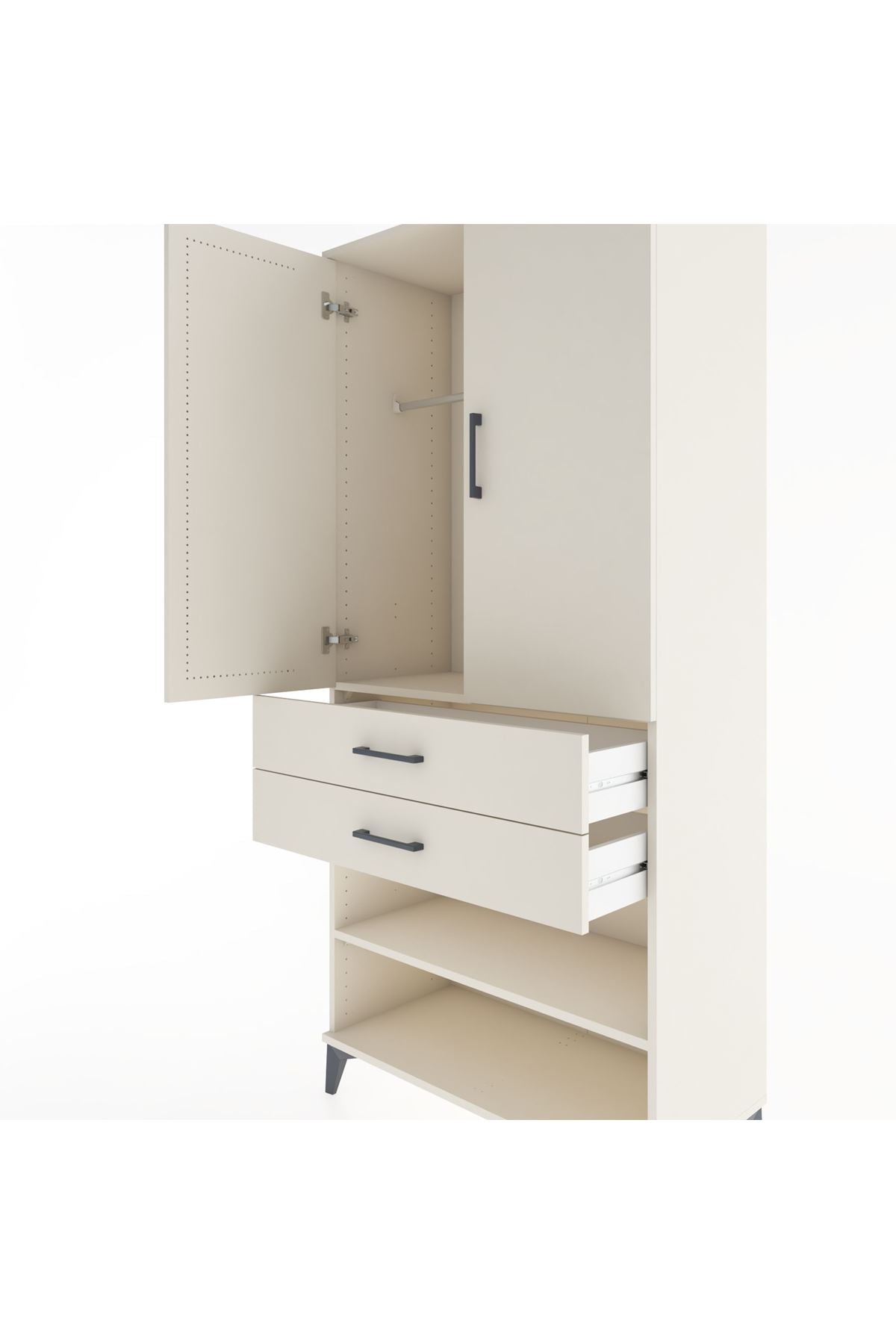 Hyperion Dolap 2 Raflı 2 Çekmeceli Tek Askılı 88x44x195 Aytaşı-Aytaşı
