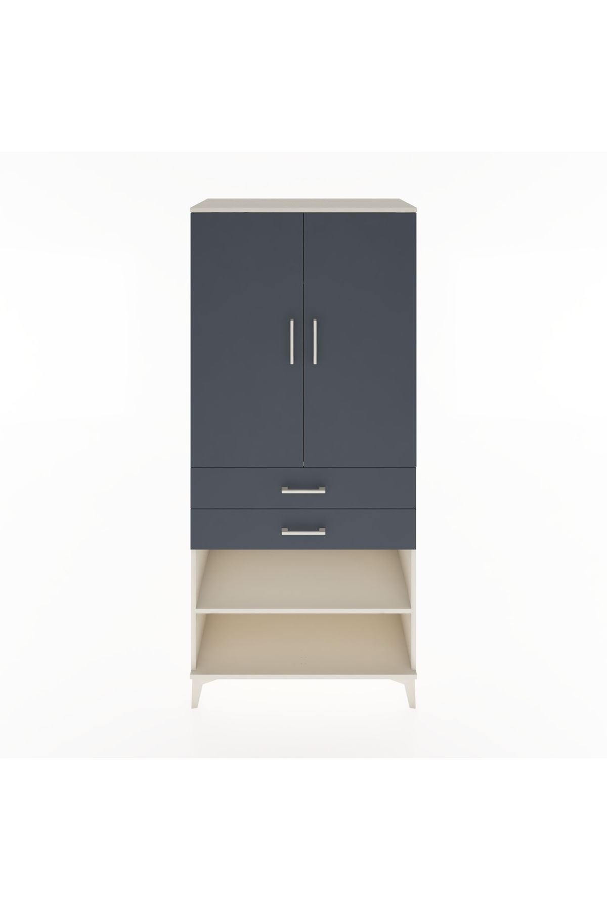 Hyperion Dolap 2 Raflı 2 Çekmeceli Tek Askılı 88x44x195 Aytaşı-Antrasit