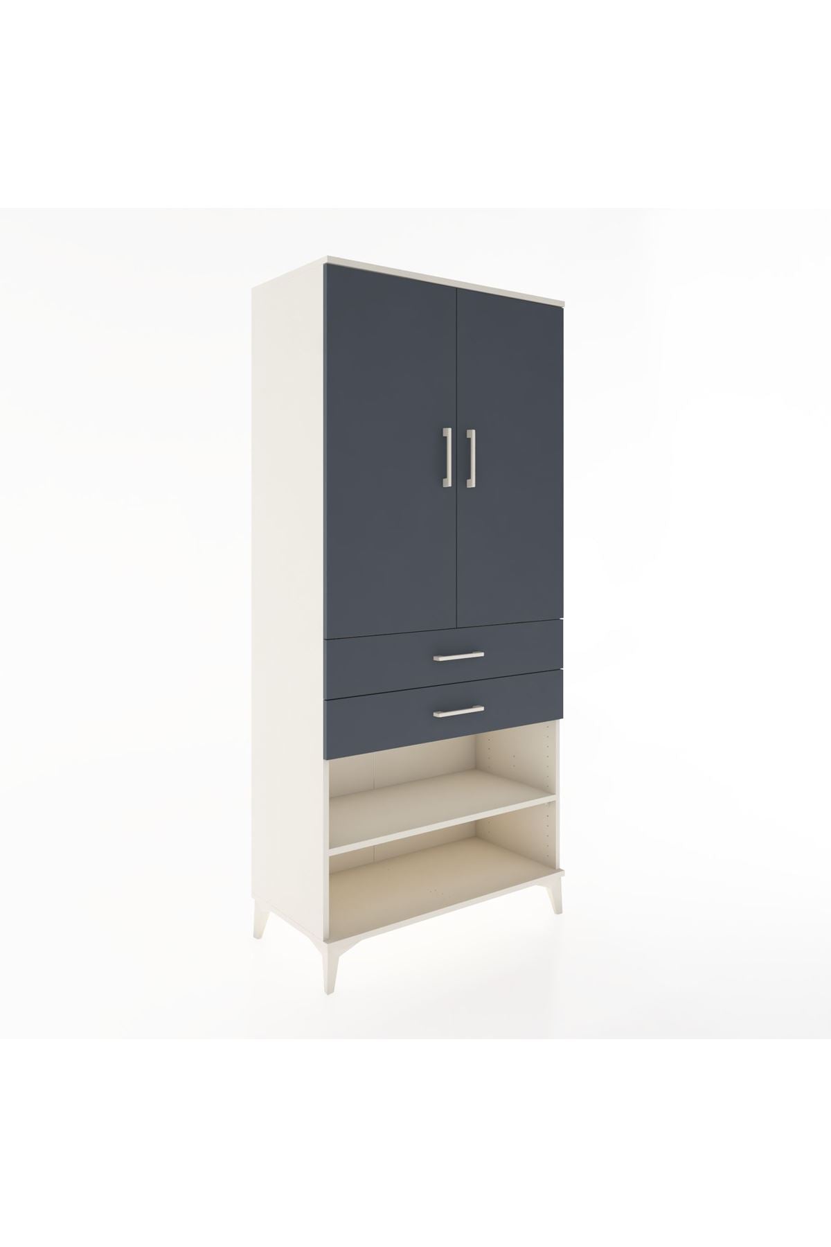 Hyperion Dolap 2 Raflı 2 Çekmeceli Tek Askılı 88x44x195 Aytaşı-Antrasit