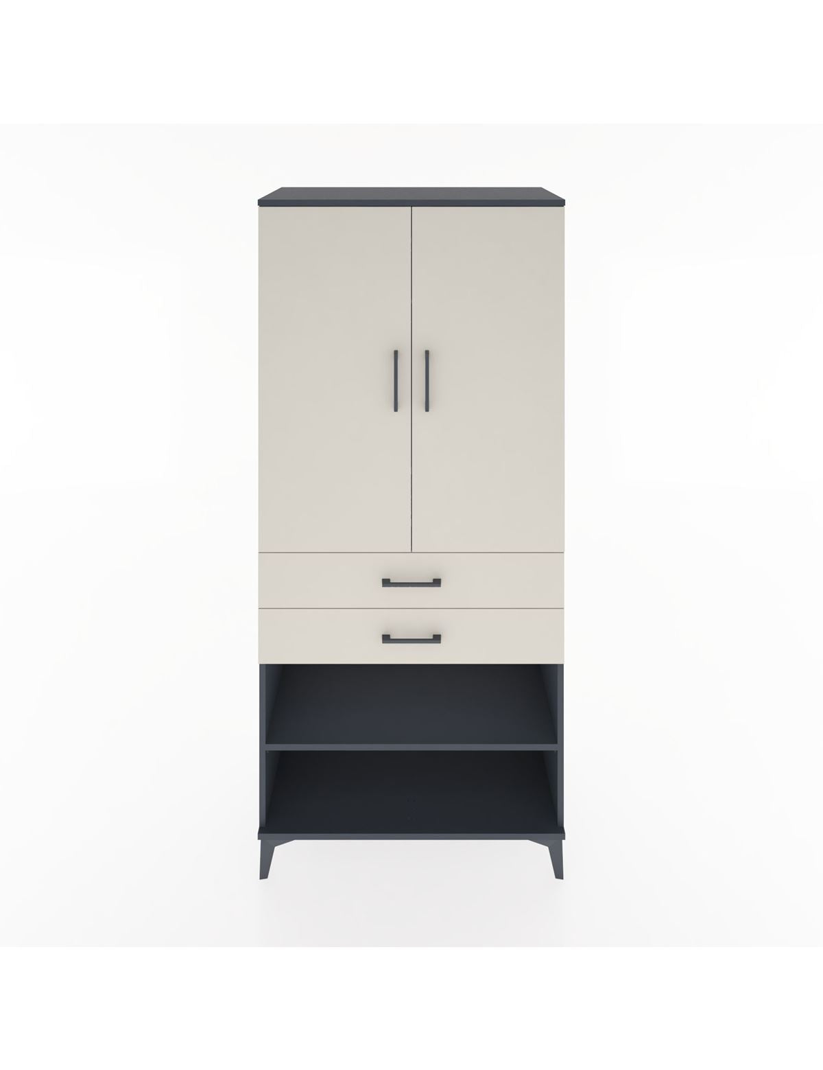 Hyperion Dolap 2 Raflı 2 Çekmeceli Tek Askılı 88x44x195 Antrasit-Aytaşı