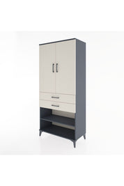 Hyperion Dolap 2 Raflı 2 Çekmeceli Tek Askılı 88x44x195 Antrasit-Aytaşı