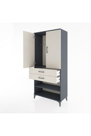 Hyperion Dolap 2 Raflı 2 Çekmeceli Tek Askılı 88x44x195 Antrasit-Aytaşı