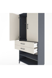 Hyperion Dolap 2 Raflı 2 Çekmeceli Tek Askılı 88x44x195 Antrasit-Aytaşı