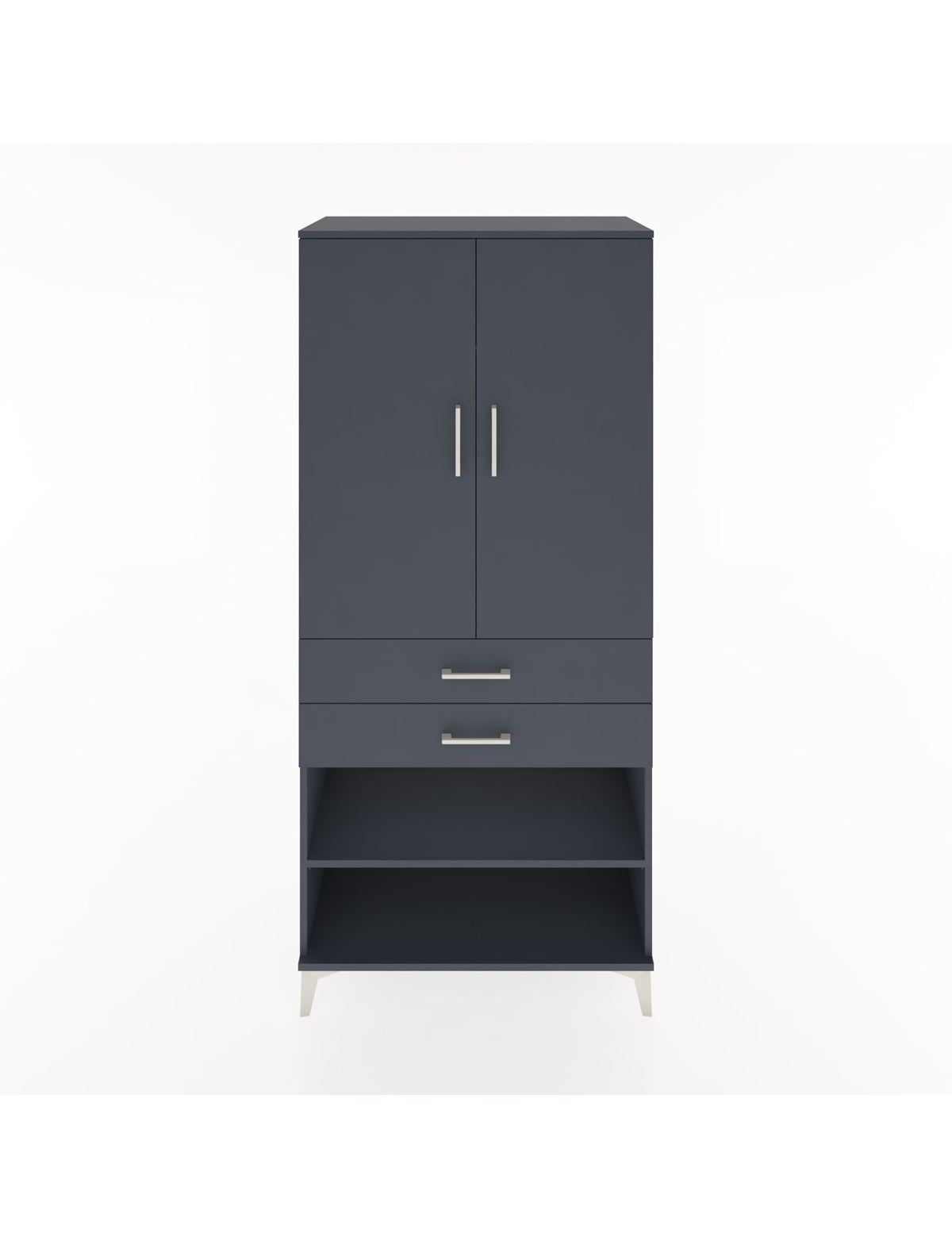 Hyperion Dolap 2 Raflı 2 Çekmeceli Tek Askılı 88x44x195 Antrasit-Antrasit