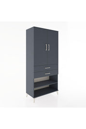 Hyperion Dolap 2 Raflı 2 Çekmeceli Tek Askılı 88x44x195 Antrasit-Antrasit