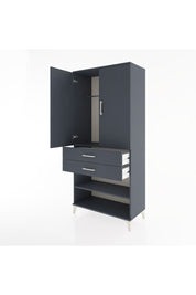 Hyperion Dolap 2 Raflı 2 Çekmeceli Tek Askılı 88x44x195 Antrasit-Antrasit