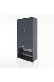 Hyperion Dolap 2 Raflı 2 Çekmeceli Tek Askılı 88x44x195 Antrasit-Antrasit