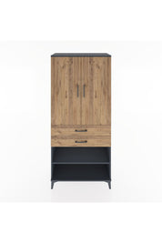Hyperion Dolap 2 Raflı 2 Çekmeceli Tek Askılı 88x44x195 Antrasit-Çam