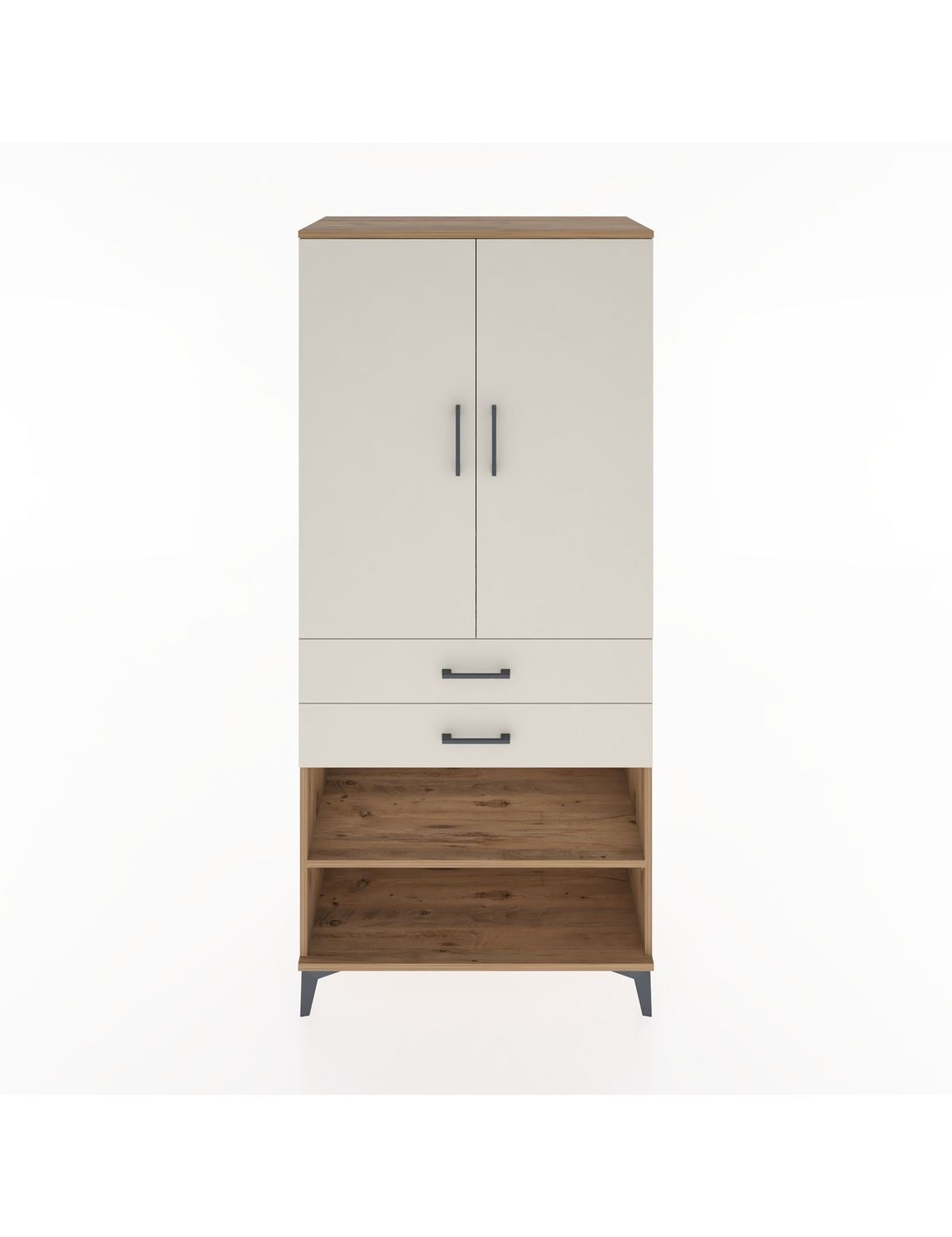 Hyperion Dolap 2 Raflı 2 Çekmeceli Tek Askılı 88x44x195 Çam-Aytaşı