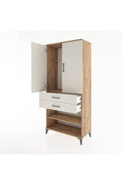 Hyperion Dolap 2 Raflı 2 Çekmeceli Tek Askılı 88x44x195 Çam-Aytaşı