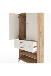 Hyperion Dolap 2 Raflı 2 Çekmeceli Tek Askılı 88x44x195 Çam-Aytaşı