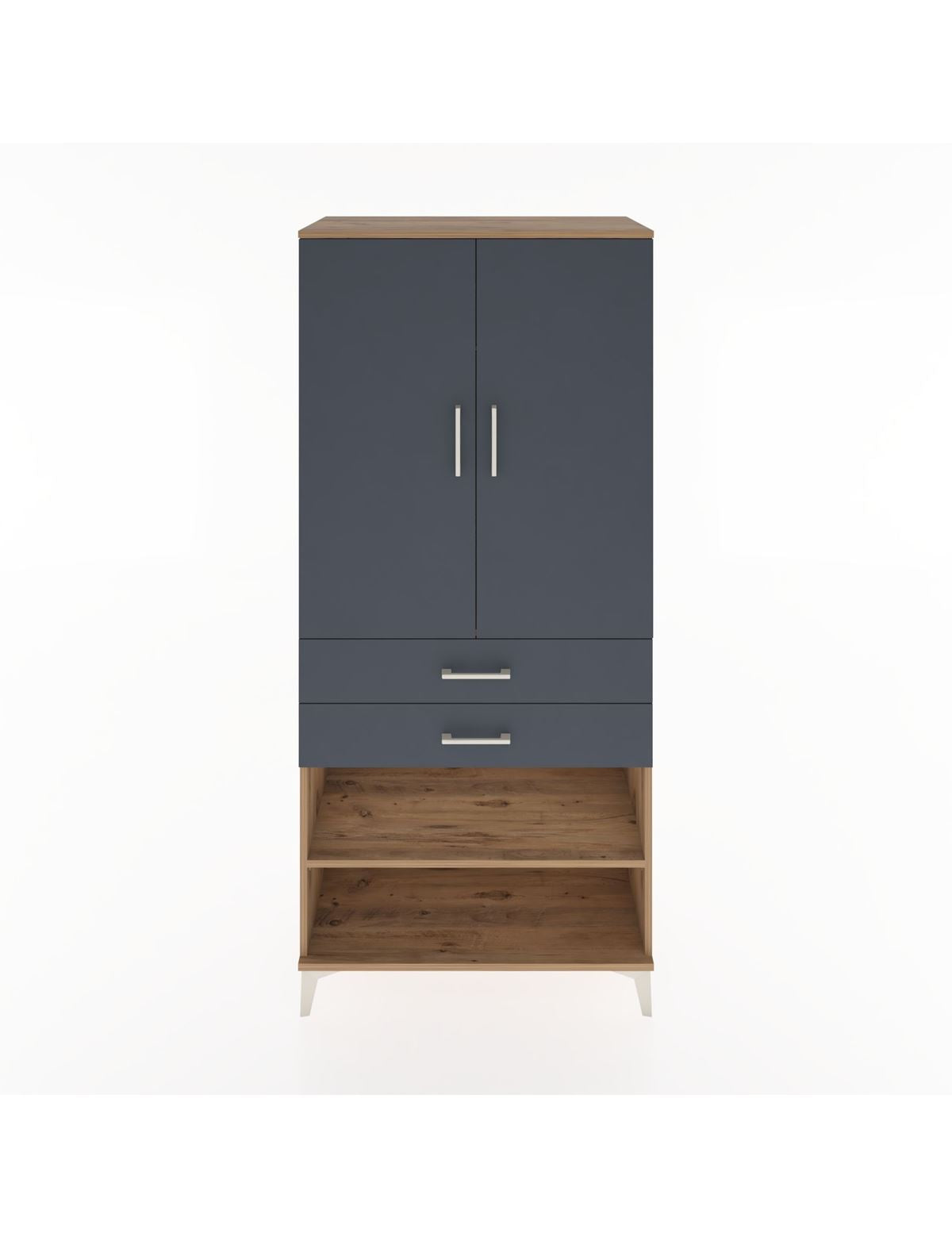 Hyperion Dolap 2 Raflı 2 Çekmeceli Tek Askılı 88x44x195 Çam-Antrasit