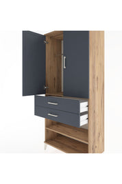 Hyperion Dolap 2 Raflı 2 Çekmeceli Tek Askılı 88x44x195 Çam-Antrasit