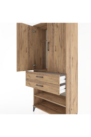 Hyperion Dolap 2 Raflı 2 Çekmeceli Tek Askılı 88x44x195 Çam-Çam