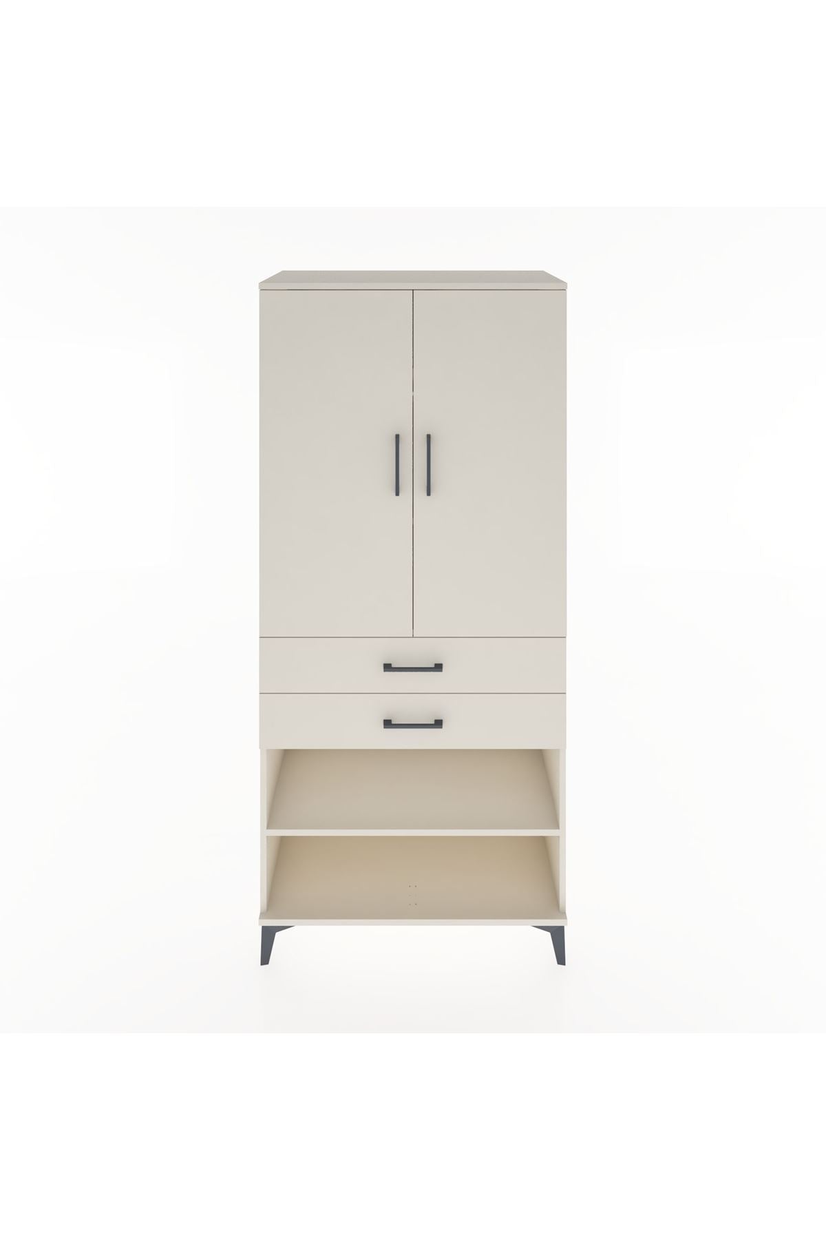 Hyperion Dolap 4 Raflı 2 Çekmeceli 2 Kapaklı 88x44x195 Aytaşı-Aytaşı