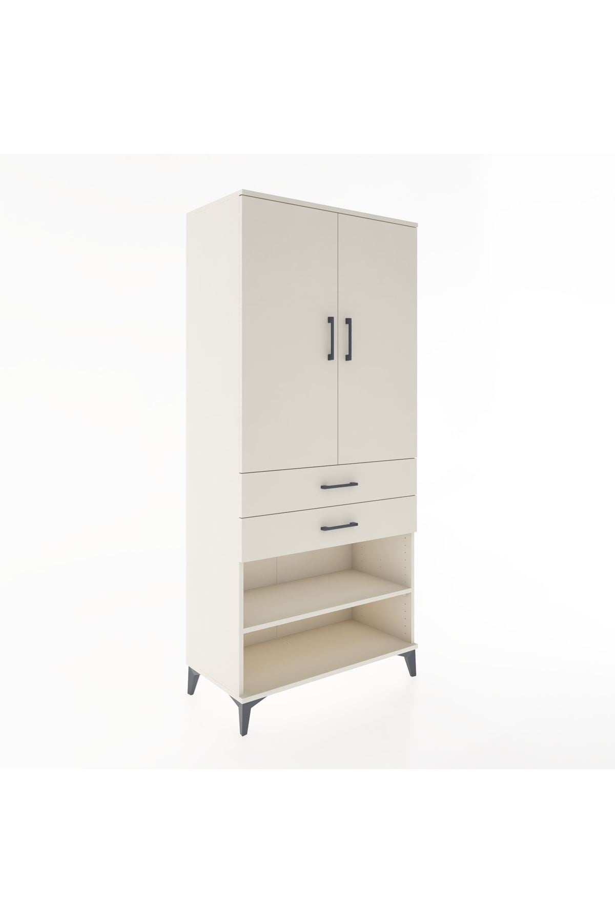 Hyperion Dolap 4 Raflı 2 Çekmeceli 2 Kapaklı 88x44x195 Aytaşı-Aytaşı