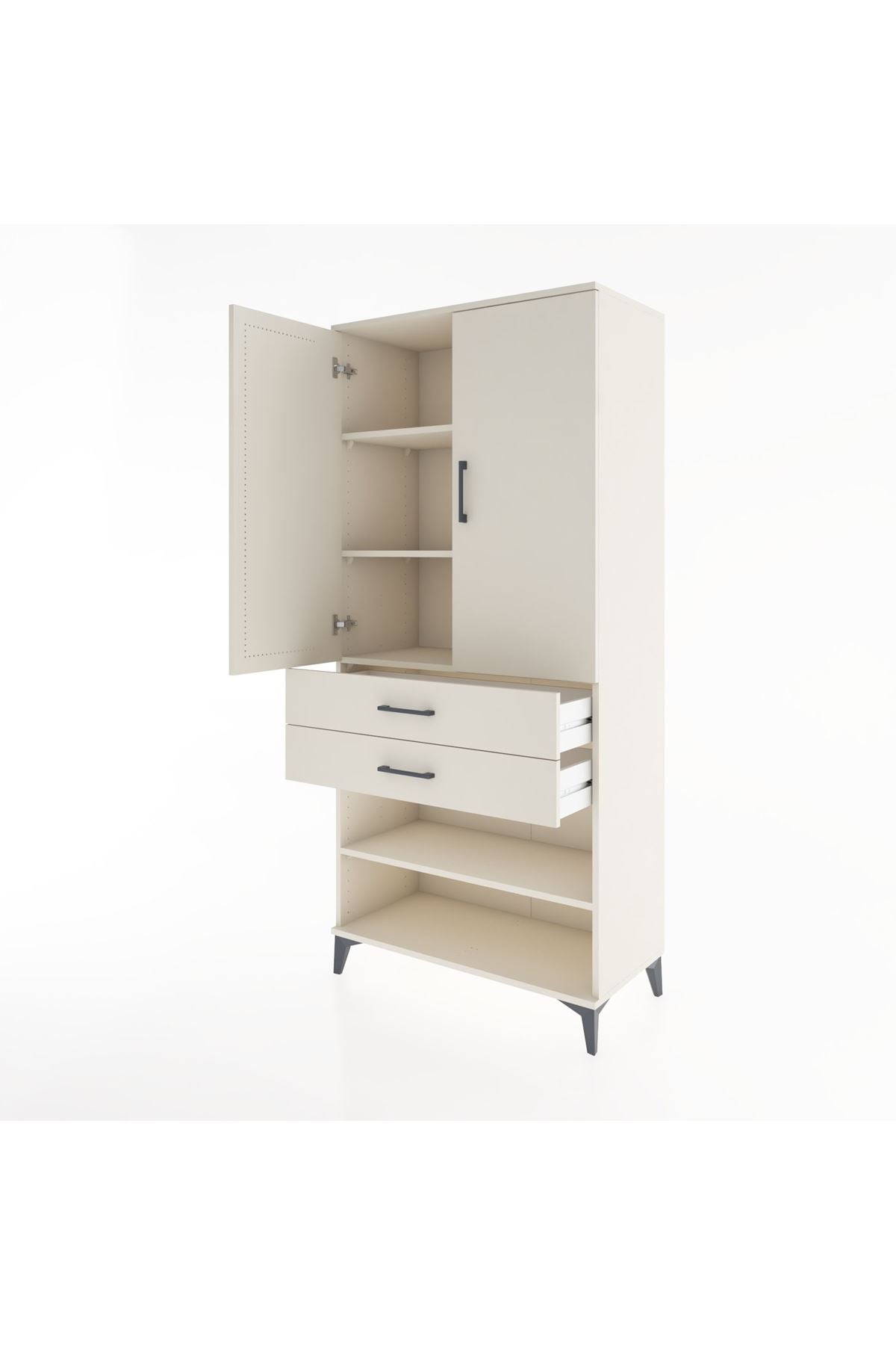 Hyperion Dolap 4 Raflı 2 Çekmeceli 2 Kapaklı 88x44x195 Aytaşı-Aytaşı