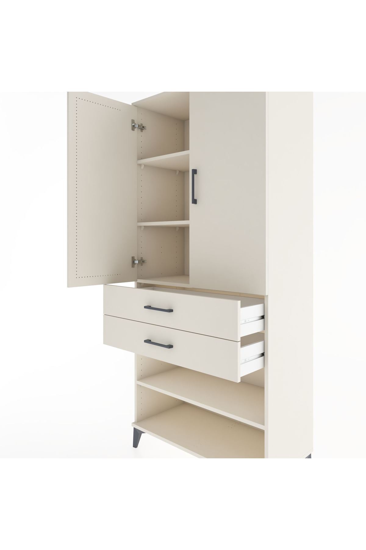 Hyperion Dolap 4 Raflı 2 Çekmeceli 2 Kapaklı 88x44x195 Aytaşı-Aytaşı