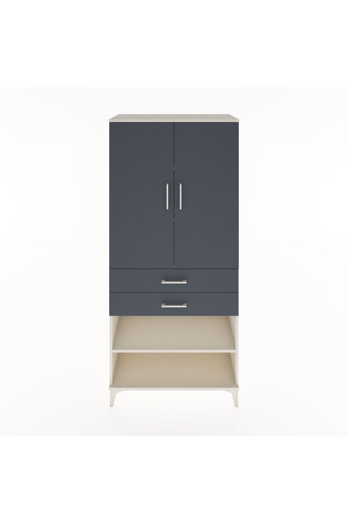 Hyperion Dolap 4 Raflı 2 Çekmeceli 2 Kapaklı 88x44x195 Aytaşı-Antrasit