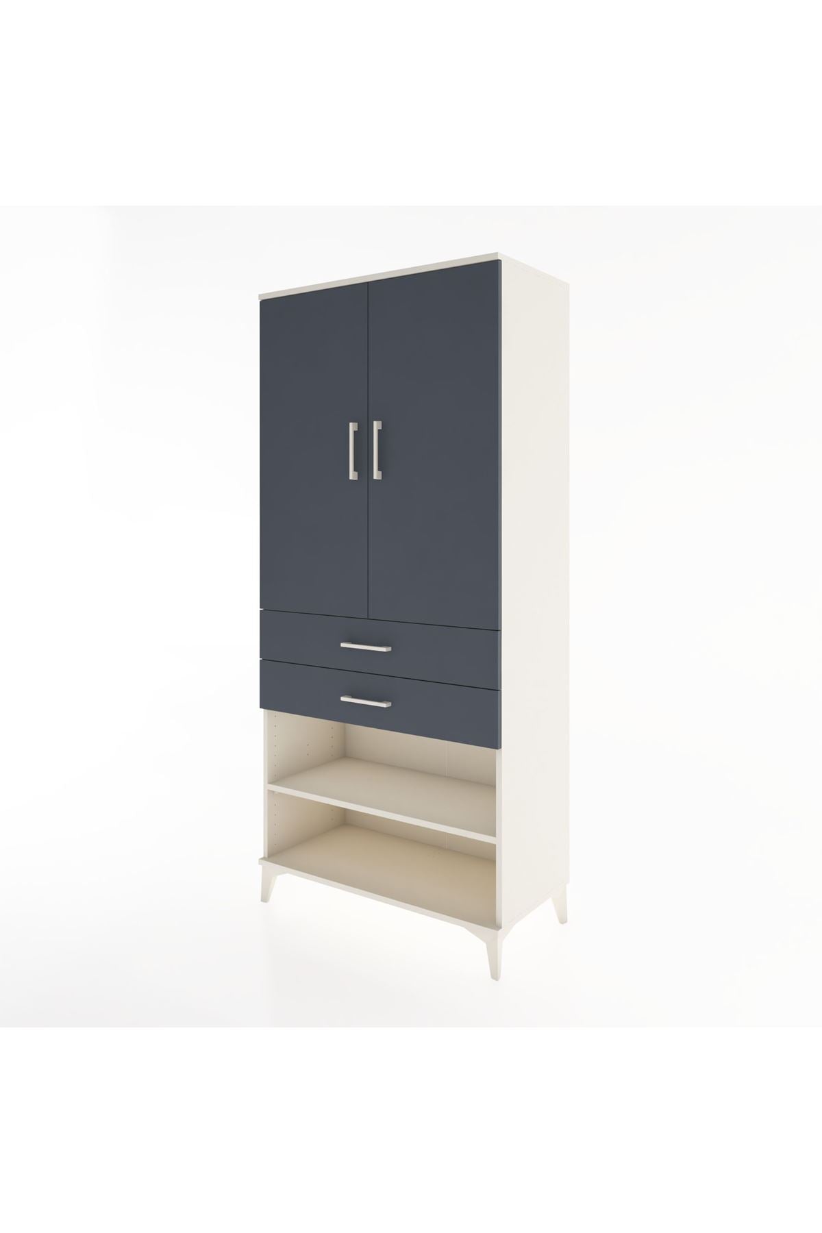 Hyperion Dolap 4 Raflı 2 Çekmeceli 2 Kapaklı 88x44x195 Aytaşı-Antrasit