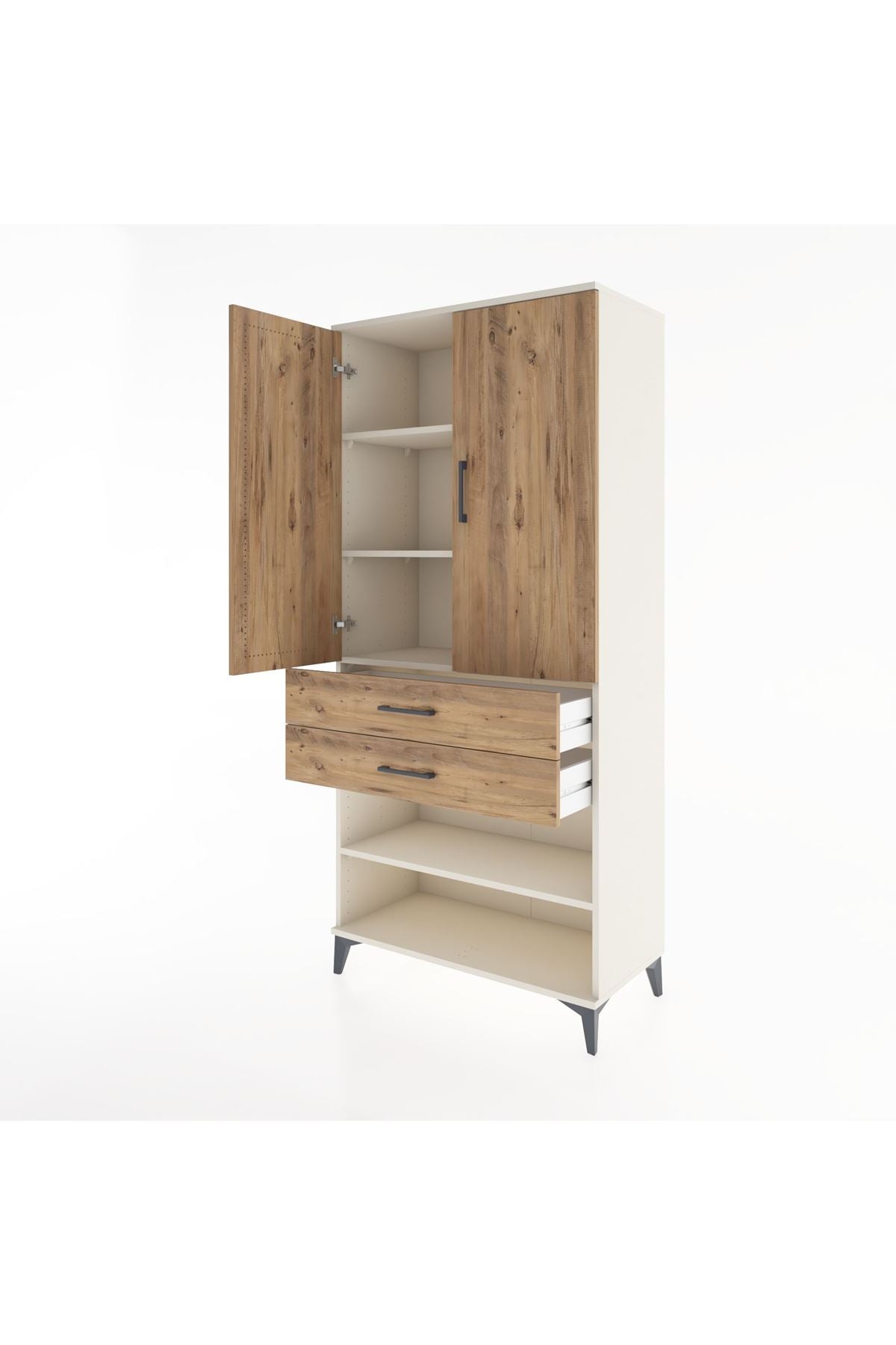 Hyperion Dolap 4 Raflı 2 Çekmeceli 2 Kapaklı 88x44x195 Aytaşı-Çam