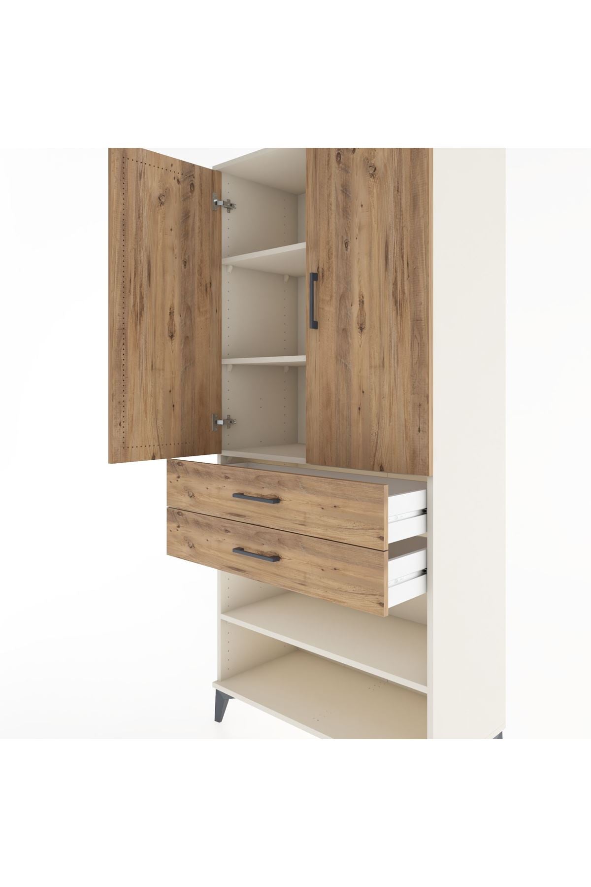 Hyperion Dolap 4 Raflı 2 Çekmeceli 2 Kapaklı 88x44x195 Aytaşı-Çam