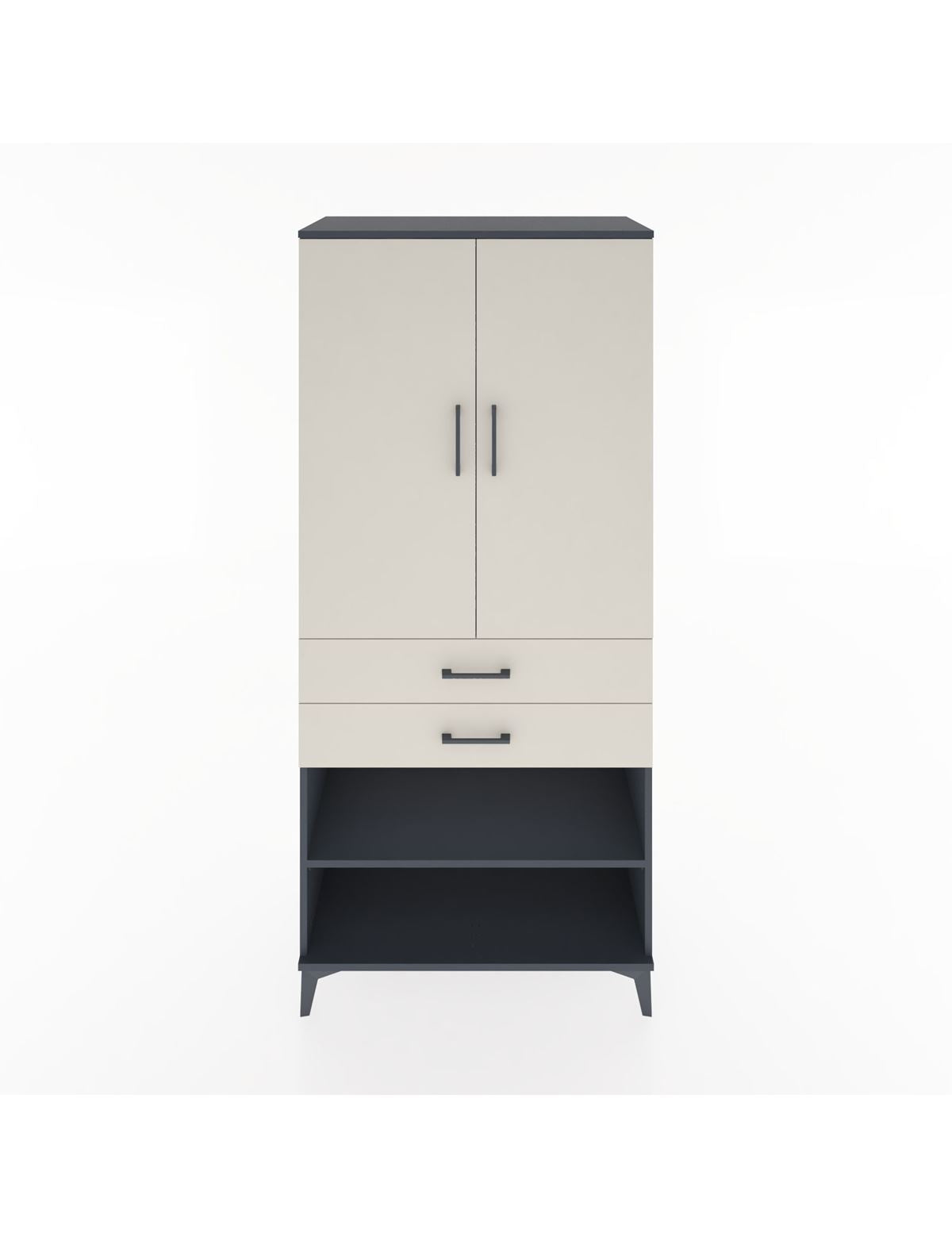 Hyperion Dolap 4 Raflı 2 Çekmeceli 2 Kapaklı 88x44x195 Antrasit-Aytaşı