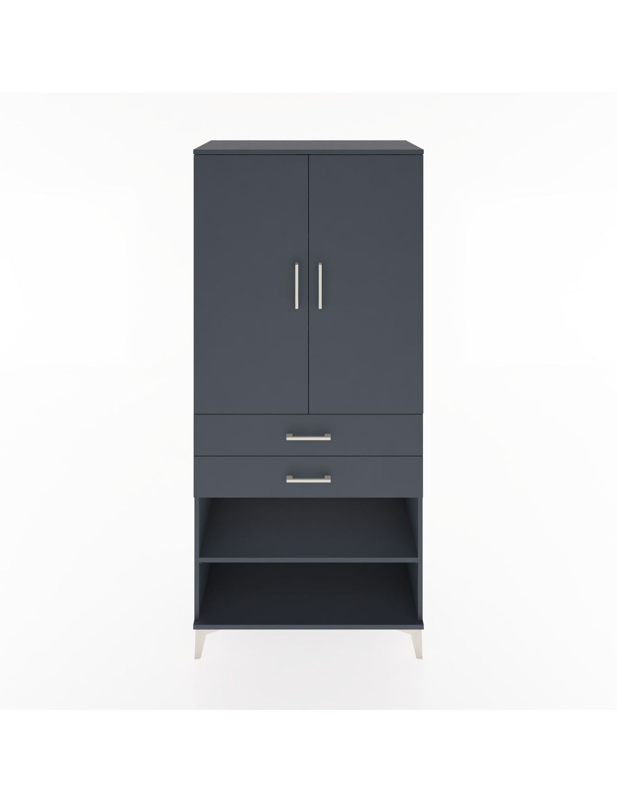 Hyperion Dolap 4 Raflı 2 Çekmeceli 2 Kapaklı 88x44x195 Antrasit-Antrasit